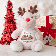 First Christmas toy Personalised 1st Xmas Gift for baby nephew niece grandson granddaughter son daughter Cute Reindeer Teddy plush present