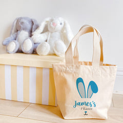 First Easter Mini Bag With Name Blue Or Pink Personalised Gift Bunny Keepsake Egg Hunt
