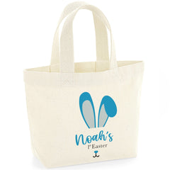 First Easter Mini Bag With Name Blue Or Pink Personalised Gift Bunny Keepsake Egg Hunt
