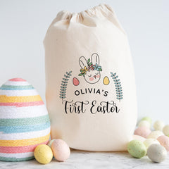 First Easter Sack - Gift for Son, Daughter, Grandchild, Niece or Nephew – Custom Name Bunny Bag