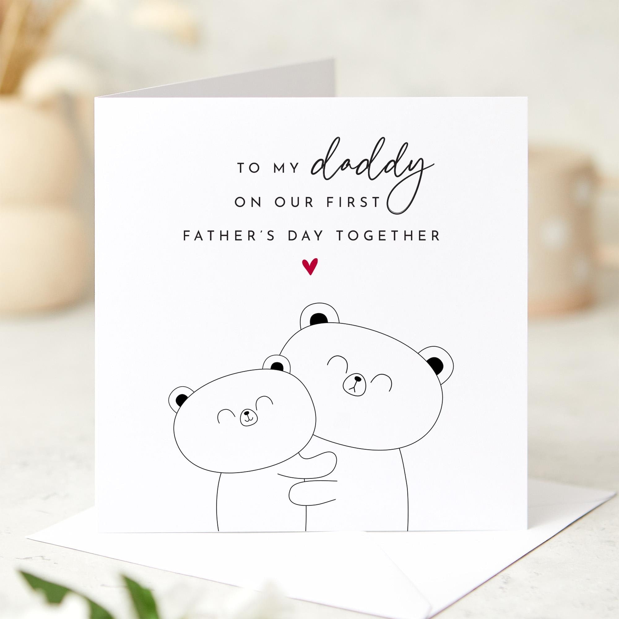 First Father’s Day Card for Daddy Cute Dada Bear Hug Design Custom Name Keepsake Card from Baby Son or Daughter for father daddy dad