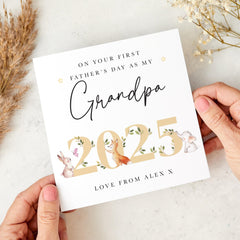 First Father's Day Card for Daddy from Baby Boy Girl Personalised with Name Cute Bear Design for New Dad Dada Papa Keepsake Gift