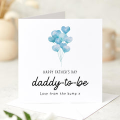 First Father's Day Card for Daddy to Be Blue Heart Balloon Design Sweet Keepsake from the Bump Pregnancy Announcement Card Dad to - be