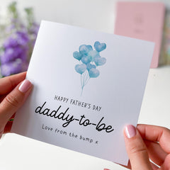 First Father's Day Card for Daddy to Be Blue Heart Balloon Design Sweet Keepsake from the Bump Pregnancy Announcement Card Dad to - be