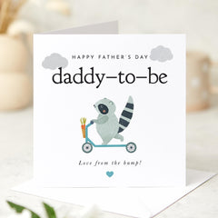 First Father's Day Card for Daddy to Be Cute Raccoon Design Fun Keepsake from the Bump Pregnancy Reveal Card for New Dad from the Bump