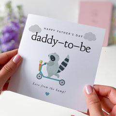 First Father's Day Card for Daddy to Be Cute Raccoon Design Fun Keepsake from the Bump Pregnancy Reveal Card for New Dad from the Bump