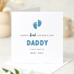 First Father’s Day Card for Daddy to Be Personalised Name Baby Feet Design Keepsake from the Bump Waiting to Meet You New Dad Card