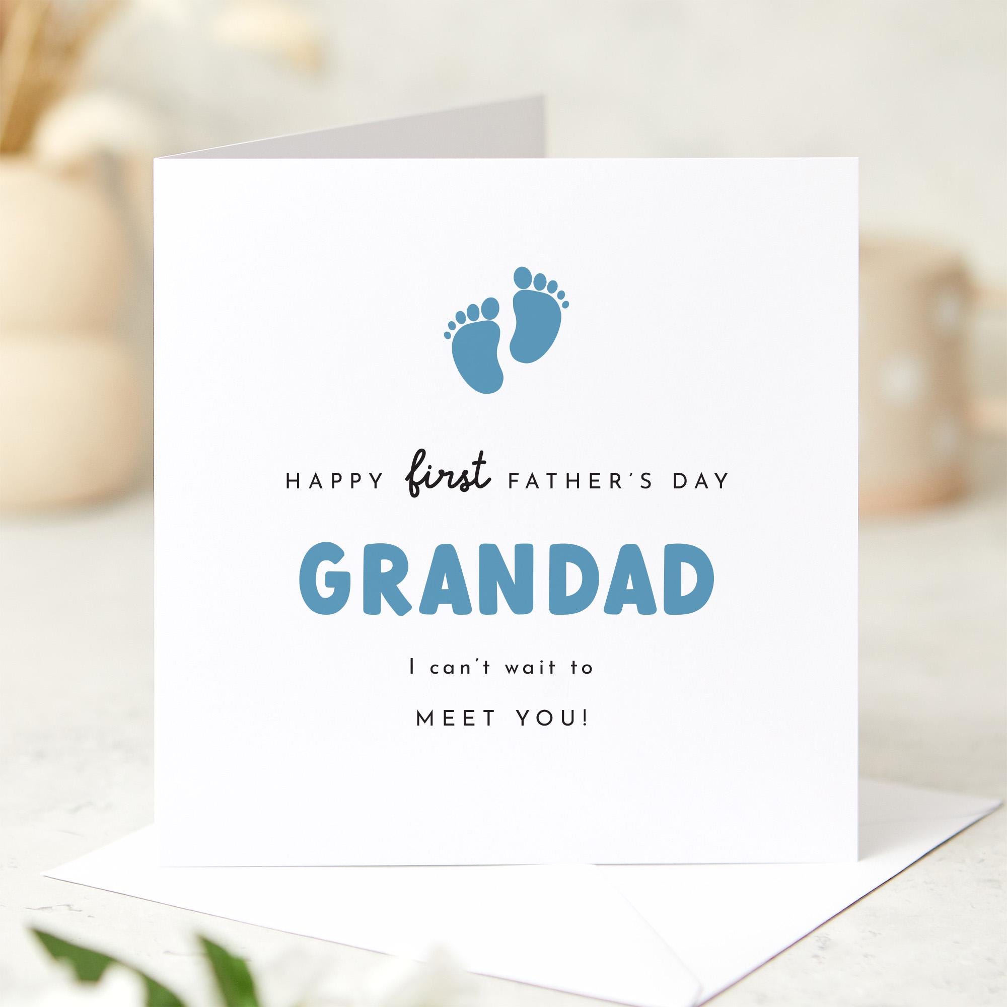 First Father’s Day Card for Grandad to Be From the Bump Baby Feet Design Keepsake from Bump I Can't Waiting to Meet You