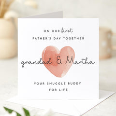 First Father's Day Card from Baby Girl – Personalised with Names – Daddy and Me Card with Red Heart – Cute New Dad Keepsake Gift