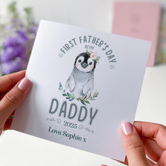 First Father’s Day Card from Baby Girl to Daddy Cute Penguin Design Personalised Keepsake Gift 2025 Daughter 1st Fathers Day as my daddy