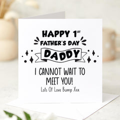 First Father’s Day Card from the Bump Cute Daddy to Be Gift Funny New Dad Card I Cannot Wait to Meet You Pregnancy Reveal Idea