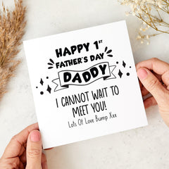 First Father’s Day Card from the Bump Cute Daddy to Be Gift Funny New Dad Card I Cannot Wait to Meet You Pregnancy Reveal Idea