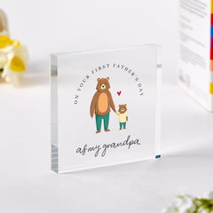 First Father's Day Gift for Grandpa Acrylic Plaque Grandpa Bear Keepsake Cute Baby & Grandad Gift Special Present for New Grandads