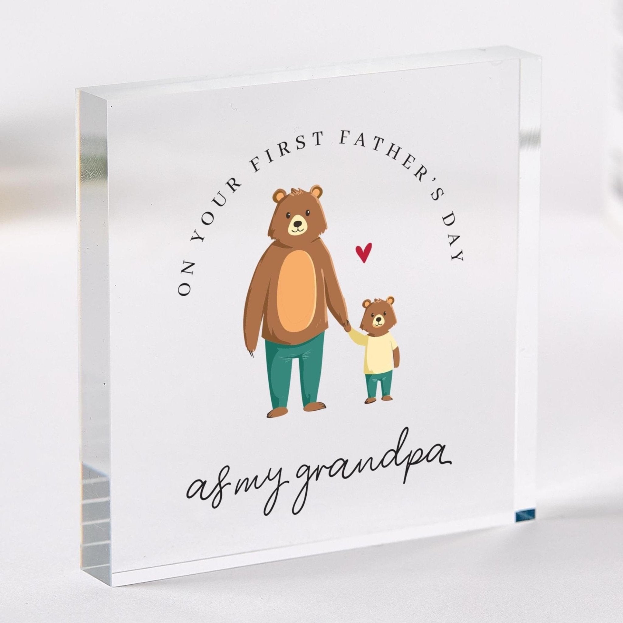 First Father's Day Gift for Grandpa Acrylic Plaque Grandpa Bear Keepsake Cute Baby & Grandad Gift Special Present for New Grandads