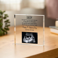 First Father's Day Gift from the Bump Personalised Daddy Acrylic Keepsake with Scan Photo New Dad Sentimental Present for daddy father dad