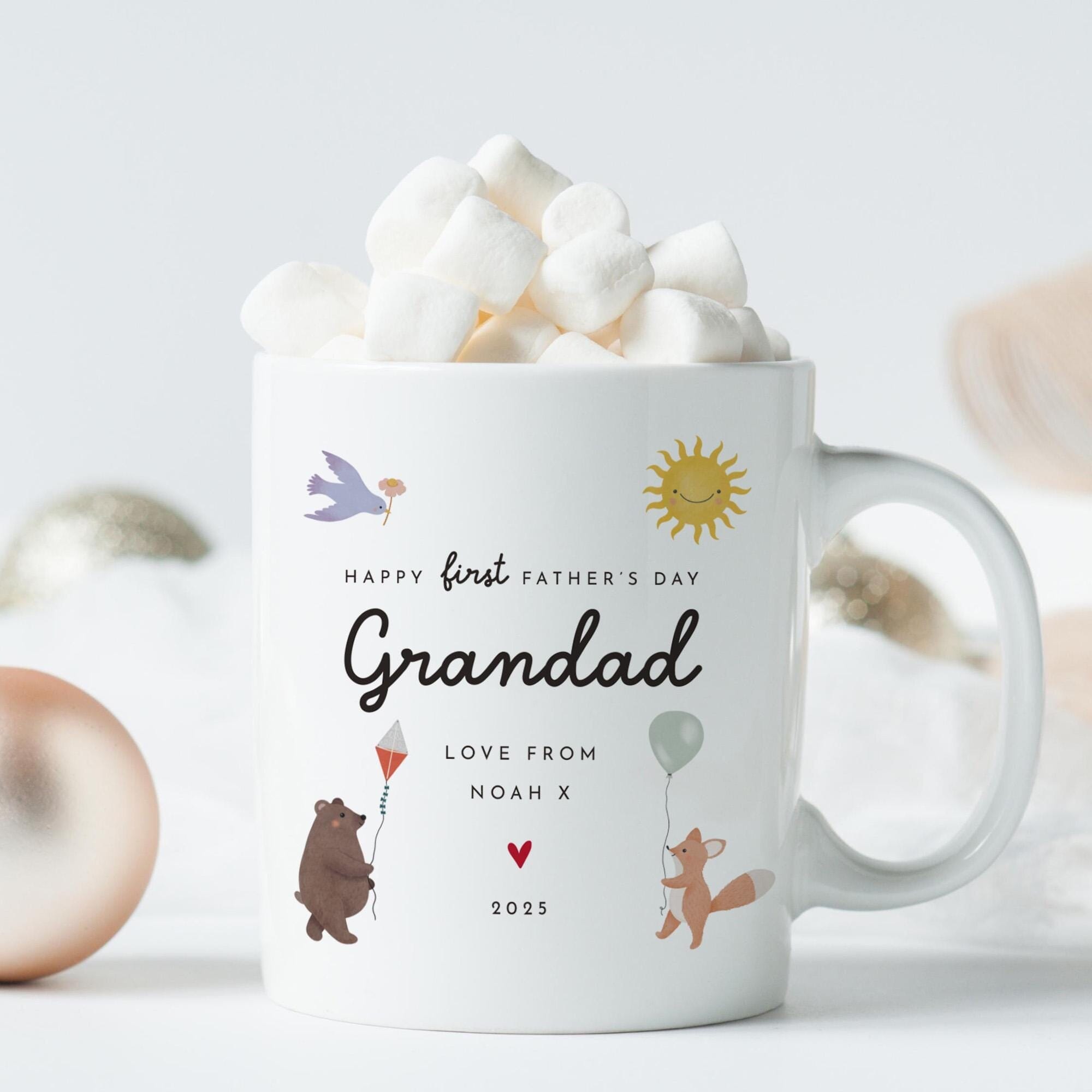 First Father's Day Mug for Daddy or Grandad Personalised Cute Design Gift from Baby 2025 Keepsake Coffee Cup for New Dad or Grandpa