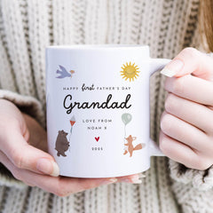 First Father's Day Mug for Daddy or Grandad Personalised Cute Design Gift from Baby 2025 Keepsake Coffee Cup for New Dad or Grandpa