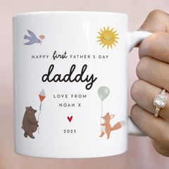 First Father's Day Mug for Daddy or Grandad Personalised Cute Design Gift from Baby 2025 Keepsake Coffee Cup for New Dad or Grandpa
