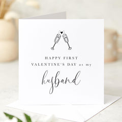 First Valentine's Day Card for Husband Champagne Theme Romantic Valentine's Day Card Keepsake for Him New Husband Valentine's Gift