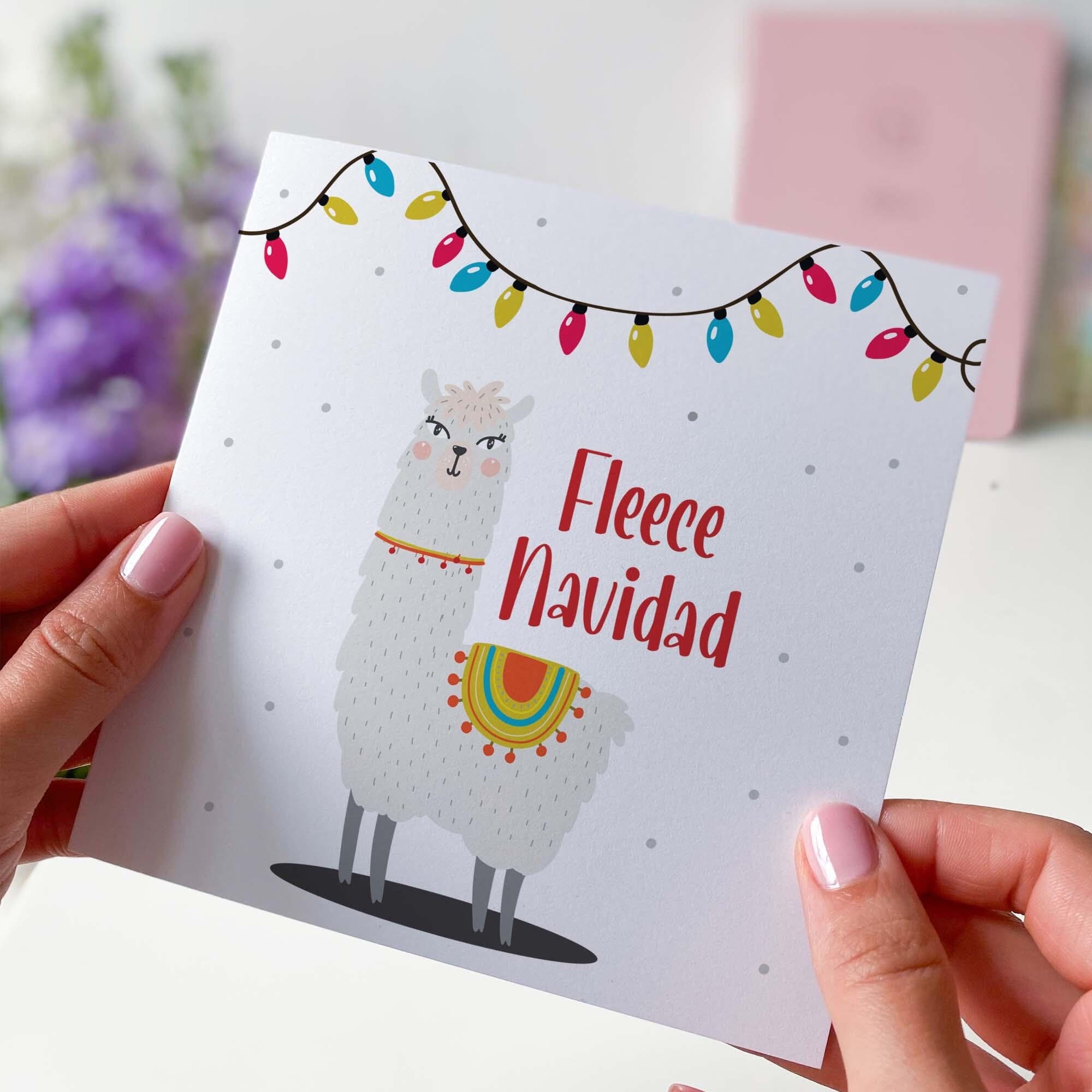 Fleece Navidad Llama Christmas Card Cute And Festive Holiday Greeting Cards For Her Him