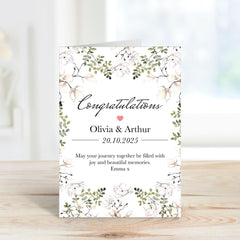 Floral Wedding or Engagement Card for A Couple Personalised with Names Date and Message Elegant Congratulations Card Keepsake Gift