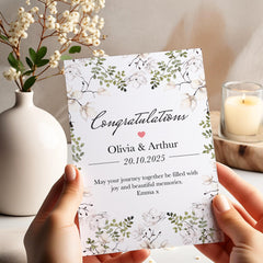 Floral Wedding or Engagement Card for A Couple Personalised with Names Date and Message Elegant Congratulations Card Keepsake Gift