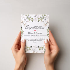 Floral Wedding or Engagement Card for A Couple Personalised with Names Date and Message Elegant Congratulations Card Keepsake Gift