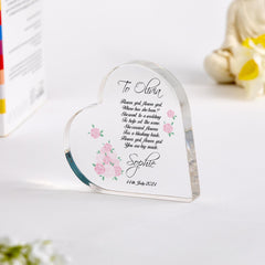 Flower Girl Gift from Bride Wedding Keepsake for Little Girl Heart Poem Plaque Thank You Gift for Flower Girl on Wedding Day Acrylic Plaque