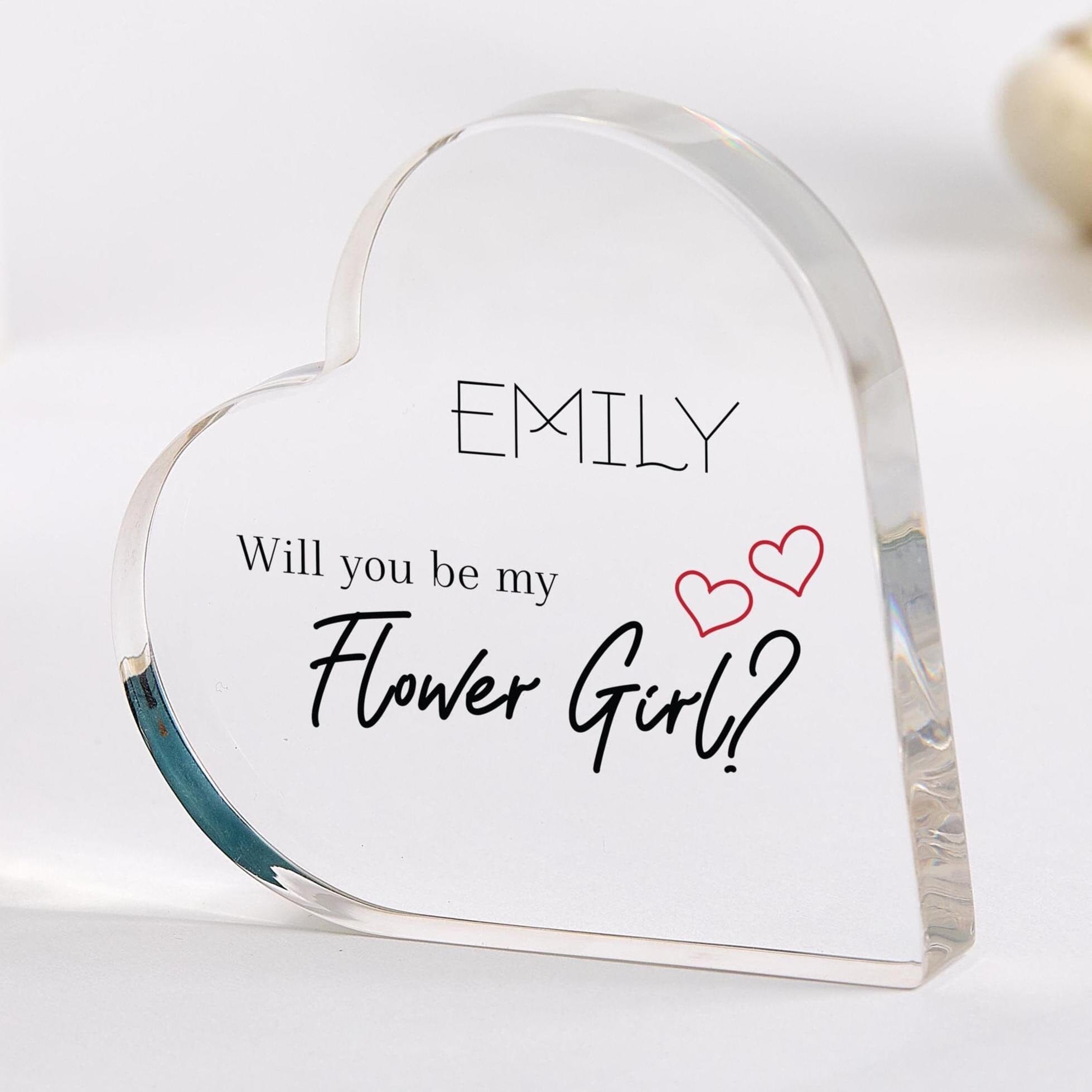 Flower Girl Proposal Acrylic Plaque Gift ANY ROLE Will You Be My Keepsake Maid of Honour Bridesmaid Wedding Proposal Gift