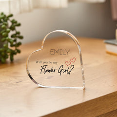 Flower Girl Proposal Acrylic Plaque Gift ANY ROLE Will You Be My Keepsake Maid of Honour Bridesmaid Wedding Proposal Gift