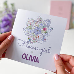 Flower Girl Proposal Card Personalised Wedding Thank You Gift Custom Name Floral Keepsake Card for Flower Girl Bridesmaid
