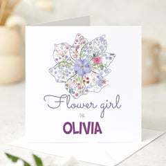 Flower Girl Proposal Card Personalised Wedding Thank You Gift Custom Name Floral Keepsake Card for Flower Girl Bridesmaid