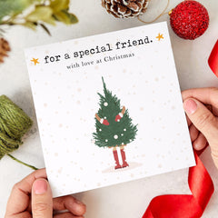 For A Special Friend Christmas Card For Best Friend With Love At Christmas My Friend Card For Bestie Cute Xmas Tree Hugs Cards For Her Him