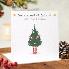 For A Special Friend Christmas Card For Best Friend With Love At Christmas My Friend Card For Bestie Cute Xmas Tree Hugs Cards For Her Him