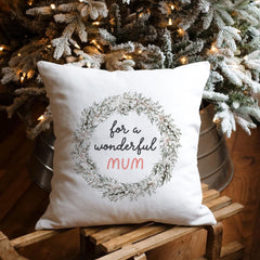 For a wonderful Mum cushion Gift for mummy Christmas Mother's Day Mum's Birthday Gift mummy Floral Xmas present