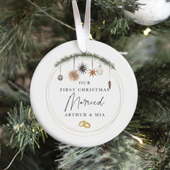For Newlyweds Ornament First Christmas Personalised Ornament with Names for Newlyweds 1st Xmas Keepsake for Couples Celebrating Wife husband