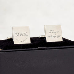 Forever and Always Cufflinks with Initials and Date Romantic Gift for Husband Boyfriend Groom Wedding Engagement Anniversary Valentine’s Day