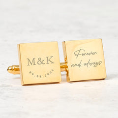 Forever and Always Cufflinks with Initials and Date Romantic Gift for Husband Boyfriend Groom Wedding Engagement Anniversary Valentine’s Day