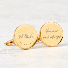Forever and Always Cufflinks with Initials and Date Romantic Gift for Husband Boyfriend Groom Wedding Engagement Anniversary Valentine’s Day