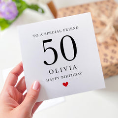 Friend Birthday Card with Name Personalised Milestone Birthday Card Age and Name Card for Him or Her 18th 20th 30th 40th 50th 60th