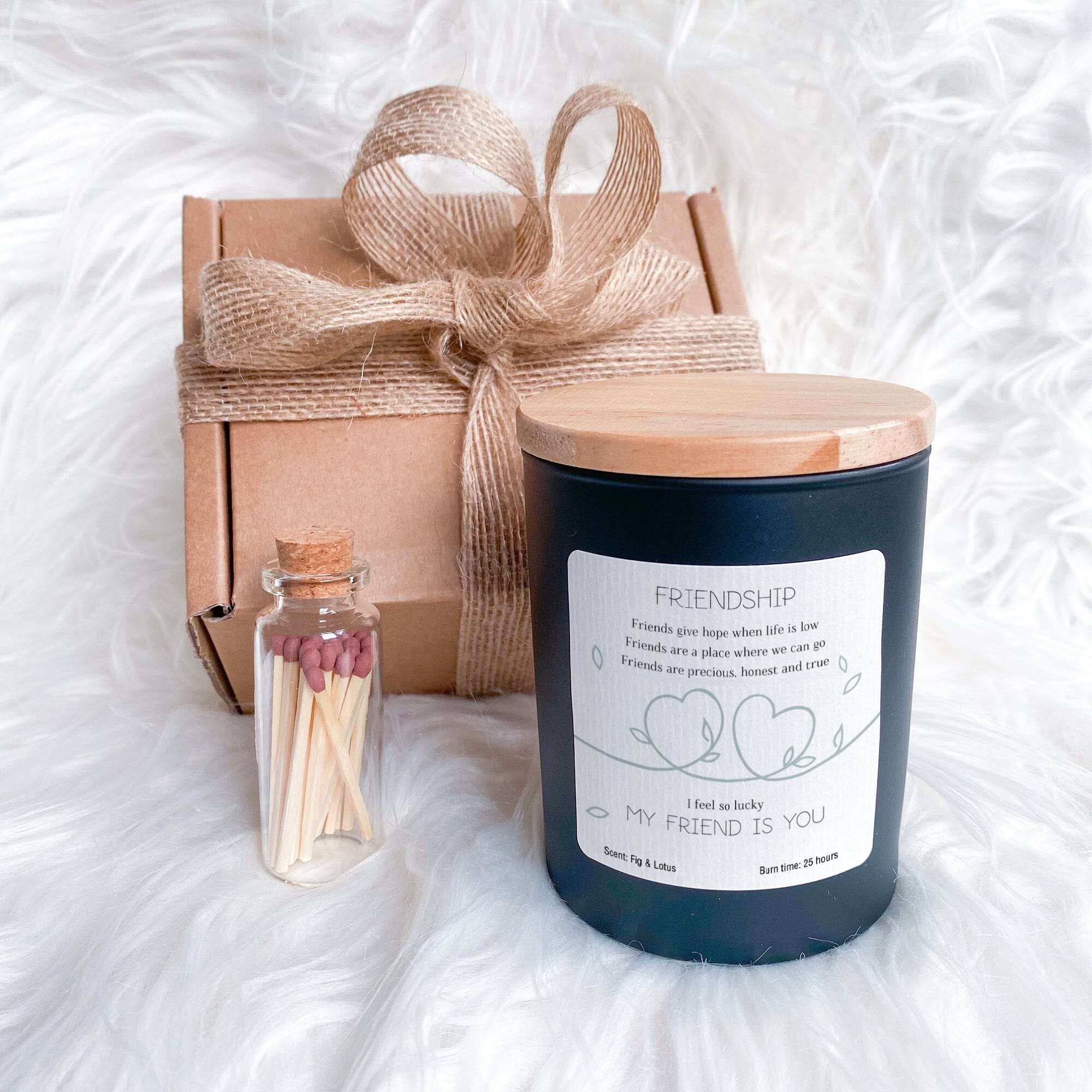 Friendship Scented Candle Gift and Gift Box, I Feel So Lucky My Friend Is You, Best friend Christmas Birthday Gift