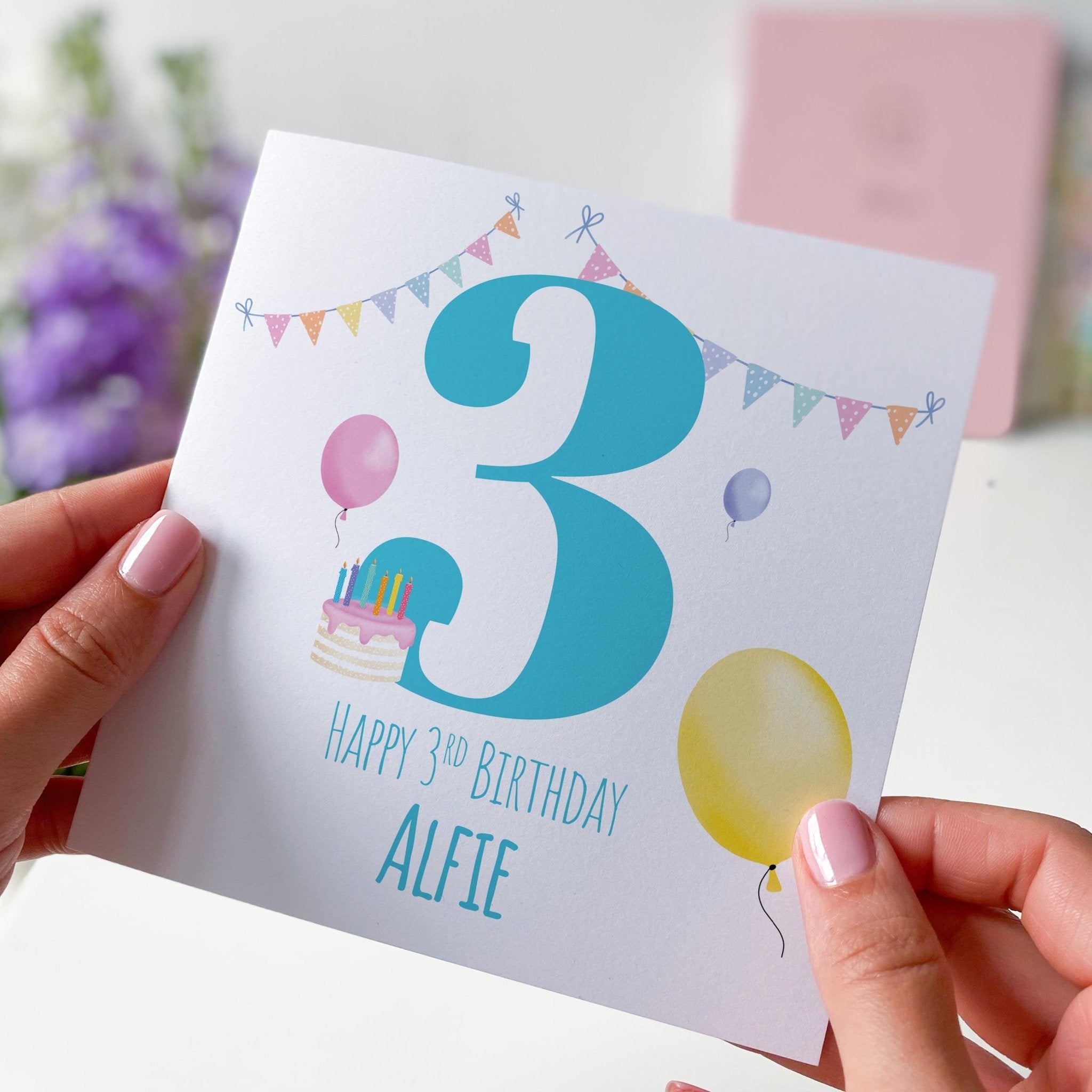 Fun 3rd Birthday Card for Boy Bright Colourful Design with Balloons and Cake Perfect Keepsake for Son Grandson or Nephew I am Three Third