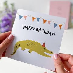 Funny Birthday Card For Her Him With Crocodile Happy Birthday Gift Card For Boyfriend Girlfriend Kids Greeting Animal Birthday Card