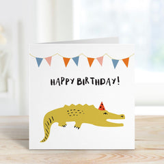 Funny Birthday Card For Her Him With Crocodile Happy Birthday Gift Card For Boyfriend Girlfriend Kids Greeting Animal Birthday Card