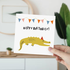 Funny Birthday Card For Her Him With Crocodile Happy Birthday Gift Card For Boyfriend Girlfriend Kids Greeting Animal Birthday Card