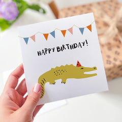 Funny Birthday Card For Her Him With Crocodile Happy Birthday Gift Card For Boyfriend Girlfriend Kids Greeting Animal Birthday Card