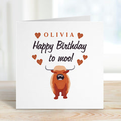 Funny Birthday Card With Highland Cow Name And Heart Buffalo Card Birthday Greeting Card Daughter Granddaughter Niece Sister Friend Dad Mum