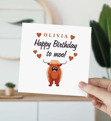 Funny Birthday Card With Highland Cow Name And Heart Buffalo Card Birthday Greeting Card Daughter Granddaughter Niece Sister Friend Dad Mum