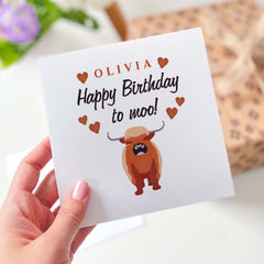 Funny Birthday Card With Highland Cow Name And Heart Buffalo Card Birthday Greeting Card Daughter Granddaughter Niece Sister Friend Dad Mum