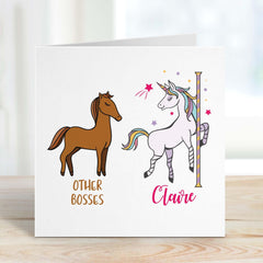 Funny Card For Boss Birthday Card For Your Boss Cute Card Happy Birthday Card With Unicorn And Name Thank You Card New Boss Card For Her